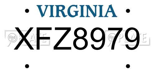 XFZ8979 Virginia License Plate