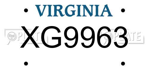 XG9963 Virginia License Plate