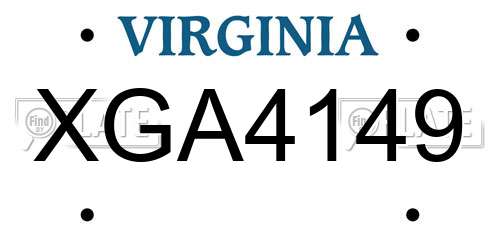 XGA4149 Virginia License Plate