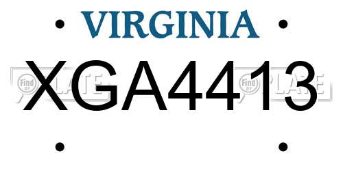 XGA4413 Virginia License Plate