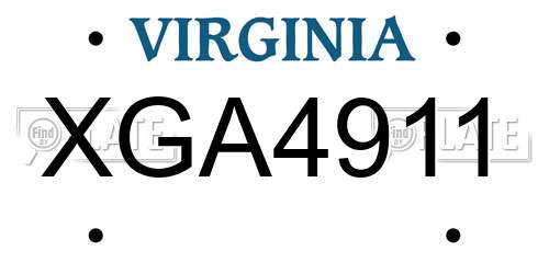 XGA4911 Virginia License Plate