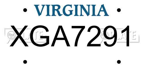 XGA7291 Virginia License Plate
