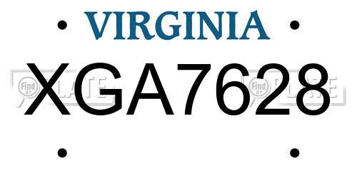 XGA7628 Virginia License Plate