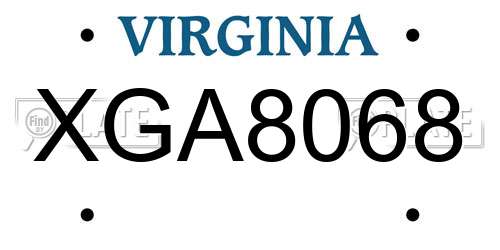 XGA8068 Virginia License Plate