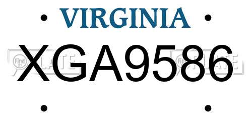 XGA9586 Virginia License Plate