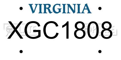 XGC1808 Virginia License Plate