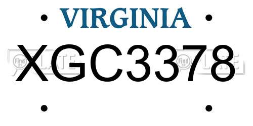 XGC3378 Virginia License Plate