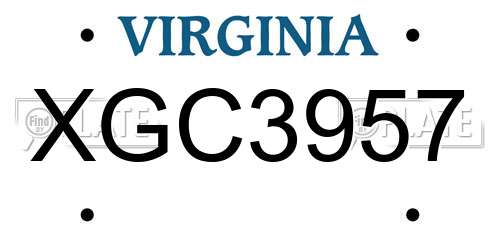 XGC3957 Virginia License Plate
