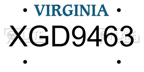 XGD9463 Virginia License Plate
