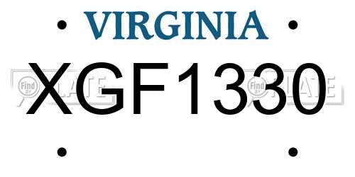 XGF1330 Virginia License Plate