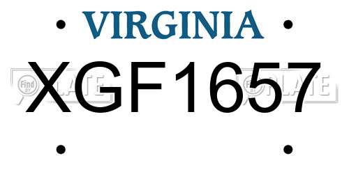XGF1657 Virginia License Plate