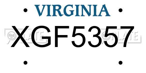 XGF5357 Virginia License Plate