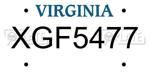 XGF5477 Virginia License Plate
