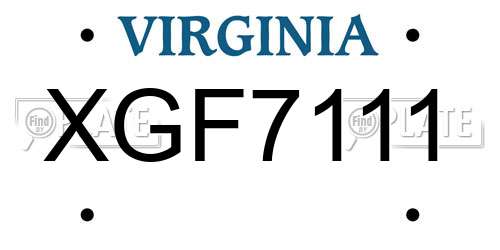 XGF7111 Virginia License Plate
