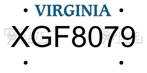 XGF8079 Virginia License Plate
