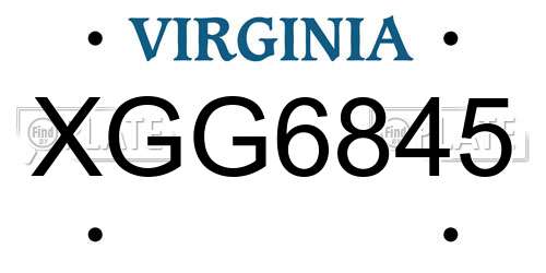 XGG6845 Virginia License Plate