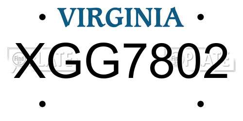 XGG7802 Virginia License Plate