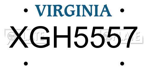 XGH5557 Virginia License Plate