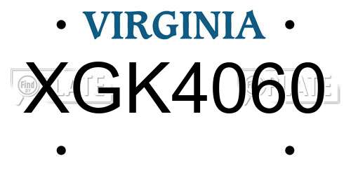 XGK4060 Virginia License Plate