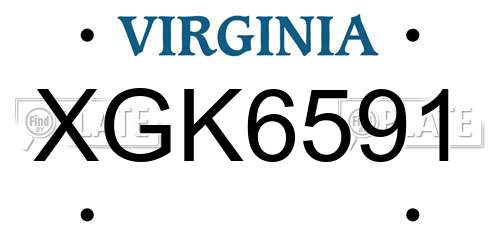 XGK6591 Virginia License Plate