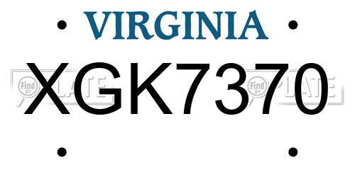 XGK7370 Virginia License Plate