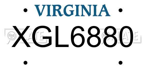 XGL6880 Virginia License Plate