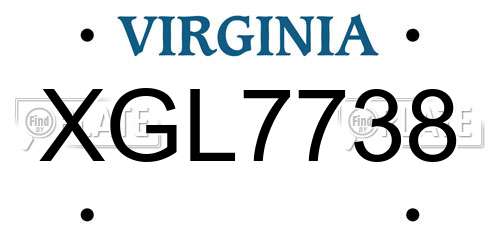XGL7738 Virginia License Plate