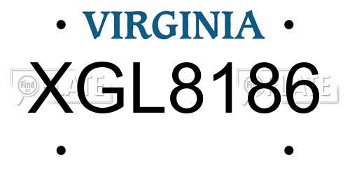 XGL8186 Virginia License Plate