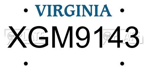 XGM9143 Virginia License Plate