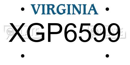 XGP6599 Virginia License Plate