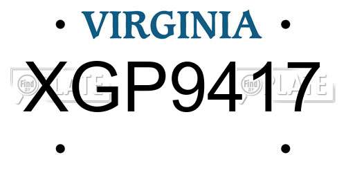 XGP9417 Virginia License Plate