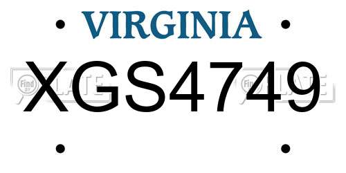 XGS4749 Virginia License Plate
