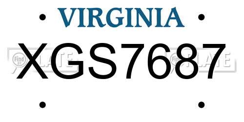 XGS7687 Virginia License Plate