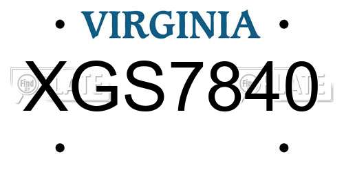 XGS7840 Virginia License Plate