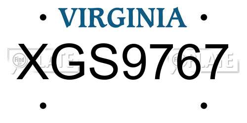 XGS9767 Virginia License Plate