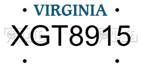 XGT8915 Virginia License Plate