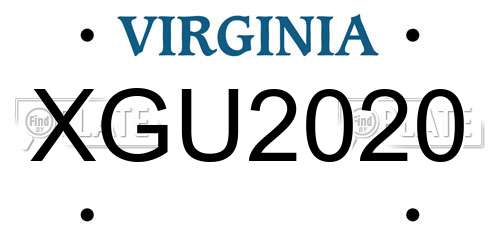 XGU2020 Virginia License Plate