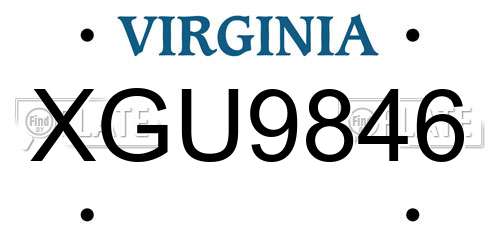 XGU9846 Virginia License Plate