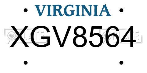 XGV8564 Virginia License Plate