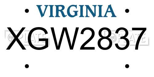 XGW2837 Virginia License Plate