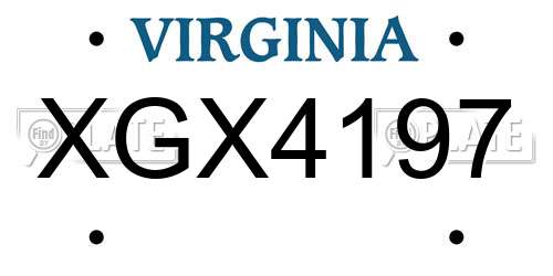 XGX4197 Virginia License Plate
