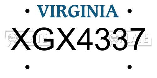 XGX4337 Virginia License Plate