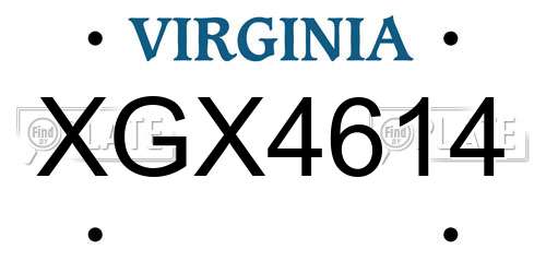 XGX4614 Virginia License Plate