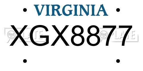XGX8877 Virginia License Plate