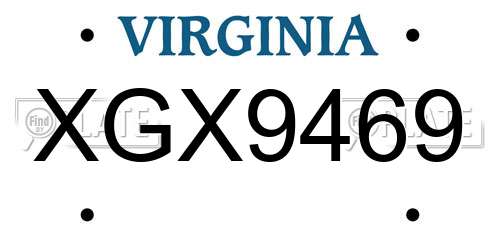 XGX9469 Virginia License Plate