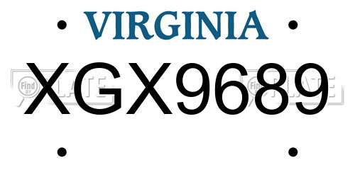 XGX9689 Virginia License Plate