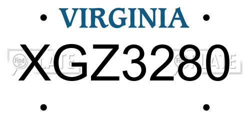 XGZ3280 Virginia License Plate