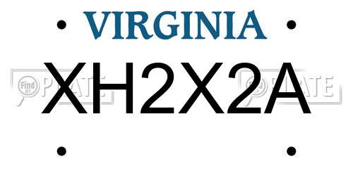 XH2X2A Virginia License Plate