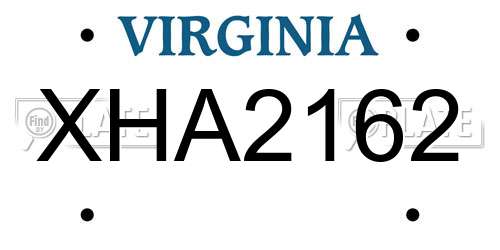 XHA2162 Virginia License Plate