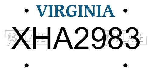 XHA2983 Virginia License Plate